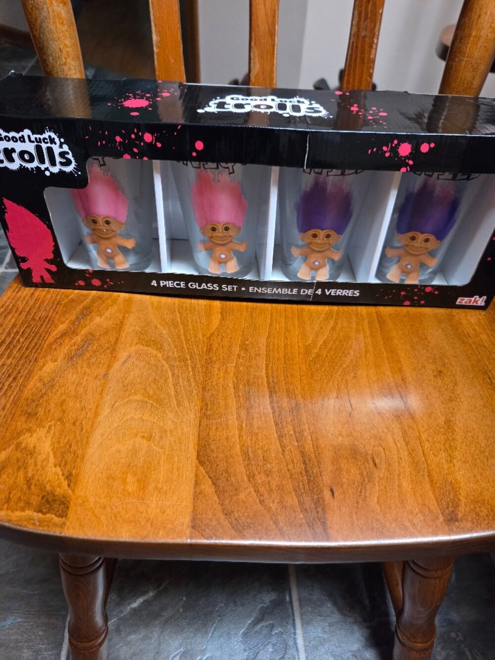 Zak! Good Luck Trolls Set of 4 16 oz. Glasses